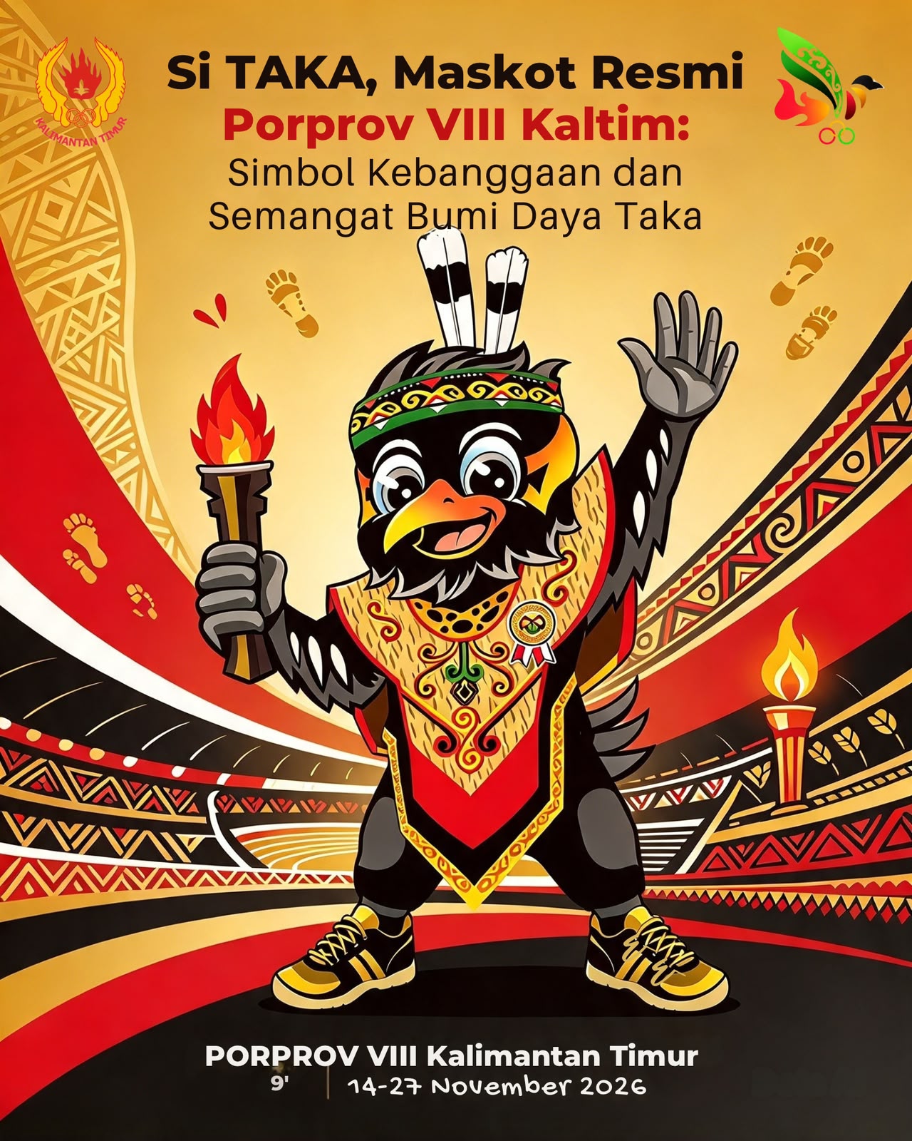 si-taka-maskot-resmi-porprov-viii-kaltim-simbol-kebanggaan-dan-semangat-bumi-daya-taka